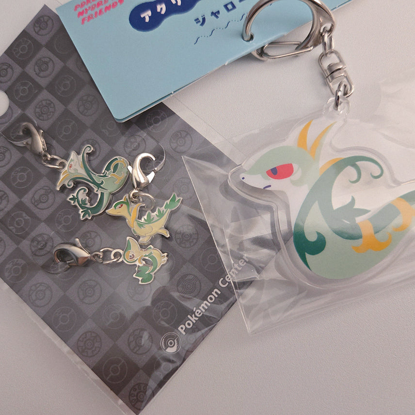 [BUNJANG] Pokemon Serperior Metal Charm & Accelgor Acrylic Keyring Set / 포켓몬 주리비얀 샤로다 메탈참 키링 굿즈
