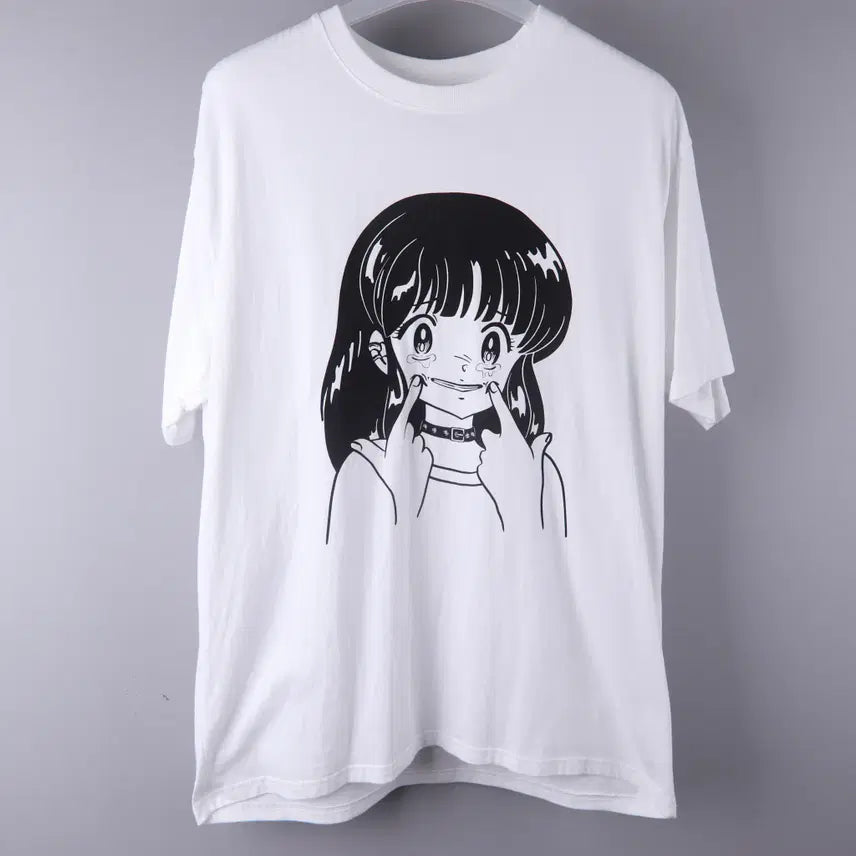 [BUNJANG] Nice Ghost Club Crying Smile T-Shirt White (L) / 나이스고스트클럽 크라잉 스마일 반팔 티셔츠 화이트 (L)