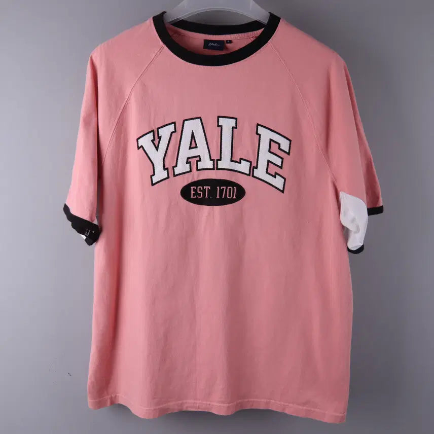 [BUNJANG] Yale Sporty Two-Tone Arch T-Shirt Pale Pink (S) / 예일 스포티 투톤아치 반팔티셔츠 페일 핑크 (S)