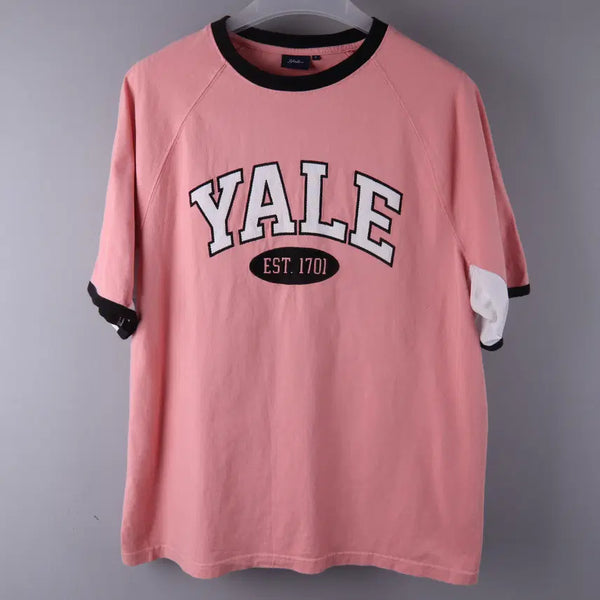 [BUNJANG] Yale Sporty Two-Tone Arch T-Shirt Pale Pink (S) / 예일 스포티 투톤아치 반팔티셔츠 페일 핑크 (S)