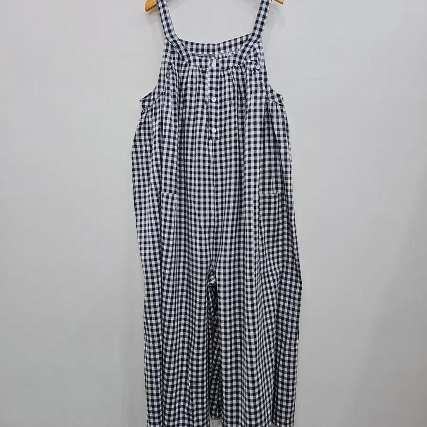 [BUNJANG] Checkered Jumpsuit / 새상품 체크 점프수트
