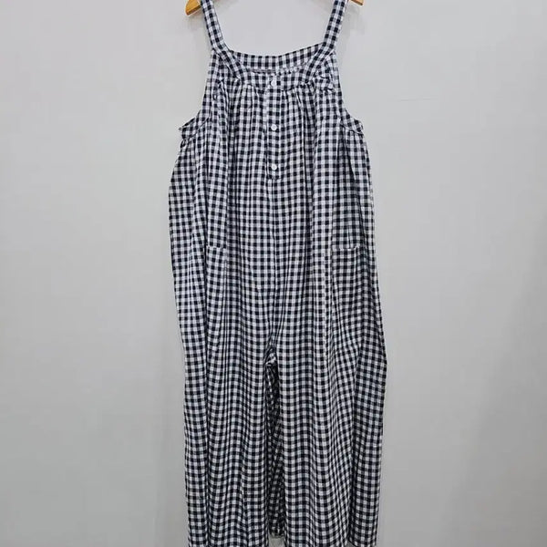 [BUNJANG] Checkered Jumpsuit / 새상품 체크 점프수트
