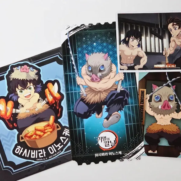 [BUNJANG] Demon Slayer: Kimetsu no Yaiba Inosuke 3-Item Set (Exhibition Sticker, Pop-up Movie Ticket, Collecting Card) / 귀멸의 칼날 이노스케 3종세트 (전시회 스티커, 팝업 무비티켓, 콜렉팅카드)