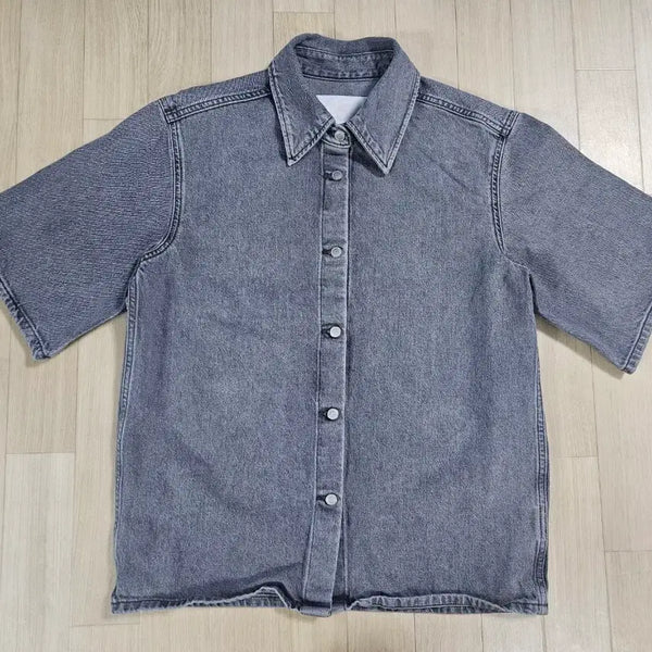 [BUNJANG] COS Denim Short Sleeve Shirt Grey / [COS] 코스 데님 반팔 셔츠 그레이 36
