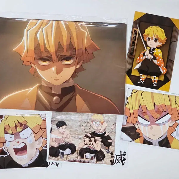 [BUNJANG] Demon Slayer Zenitsu 3-Item Set (Postcard Set, Plush, Collecting Cards) / 귀멸의 칼날 젠이츠 3종 세트(엽서세트, 인형, 콜렉팅카드)
