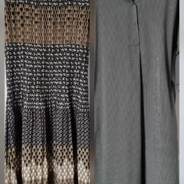 [BUNJANG] Pleated Dress with Pattern and Frill Sleeve Dress / 원피스