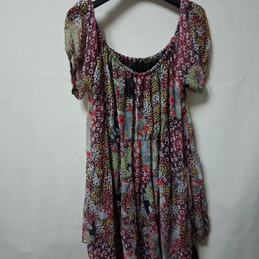 [BUNJANG] Floral Chiffon Dress Size 66 / 플라워 쉬폰 원피스 66