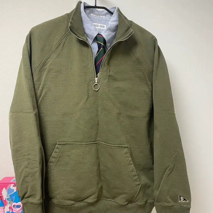 [BUNJANG] Drake's Quarter Zip Up Sweatshirt Khaki XXL / 드레익스 쿼터 집업 스웻셔츠 카키 XXL 팝니다.(사용감많음)
