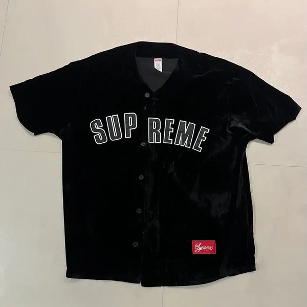 [BUNJANG] Supreme Velvet Baseball Jersey Black 25SS Size L / 슈프림 벨벳 베이스볼 저지 블랙 25SS L사이즈