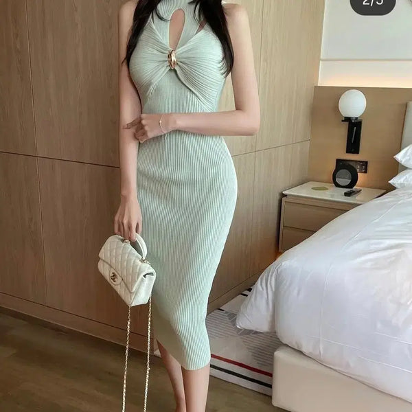 [BUNJANG] Blanc de Moon Mint Cutout Midi Dress / 블랑드문 민트 원피스