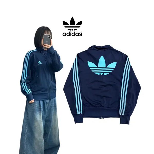 [BUNJANG] Adidas Men's Big Logo Firebird Track Top Jersey Navy Blue / 아디다스 남하 빅로고 파이어버드 트랙탑 져지 네이비 하늘