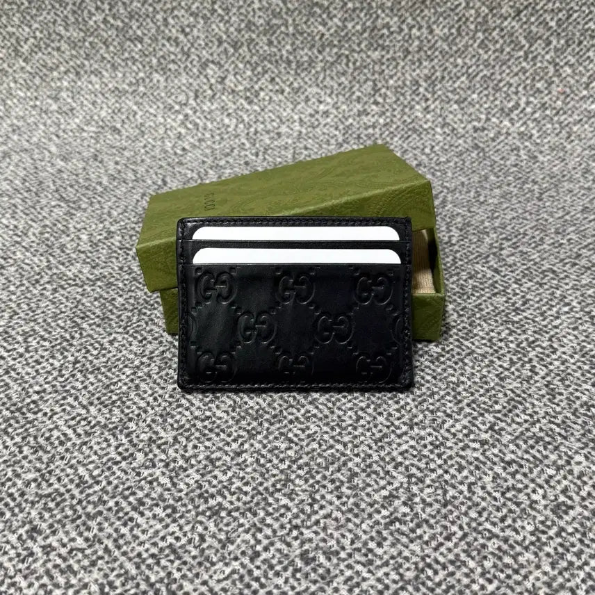 [BUNJANG] Gucci GG Signature Embossed Leather Card Wallet Black / 구찌 GG 시그니처 엠보 레더 카드지갑 블랙