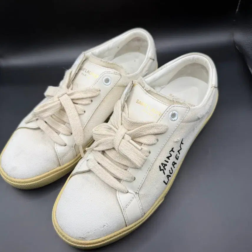 [BUNJANG] Saint Laurent Paris Court Classic Distressed Sneakers / [정품] 생로랑 파리 코트 클래식 신발 스니커즈