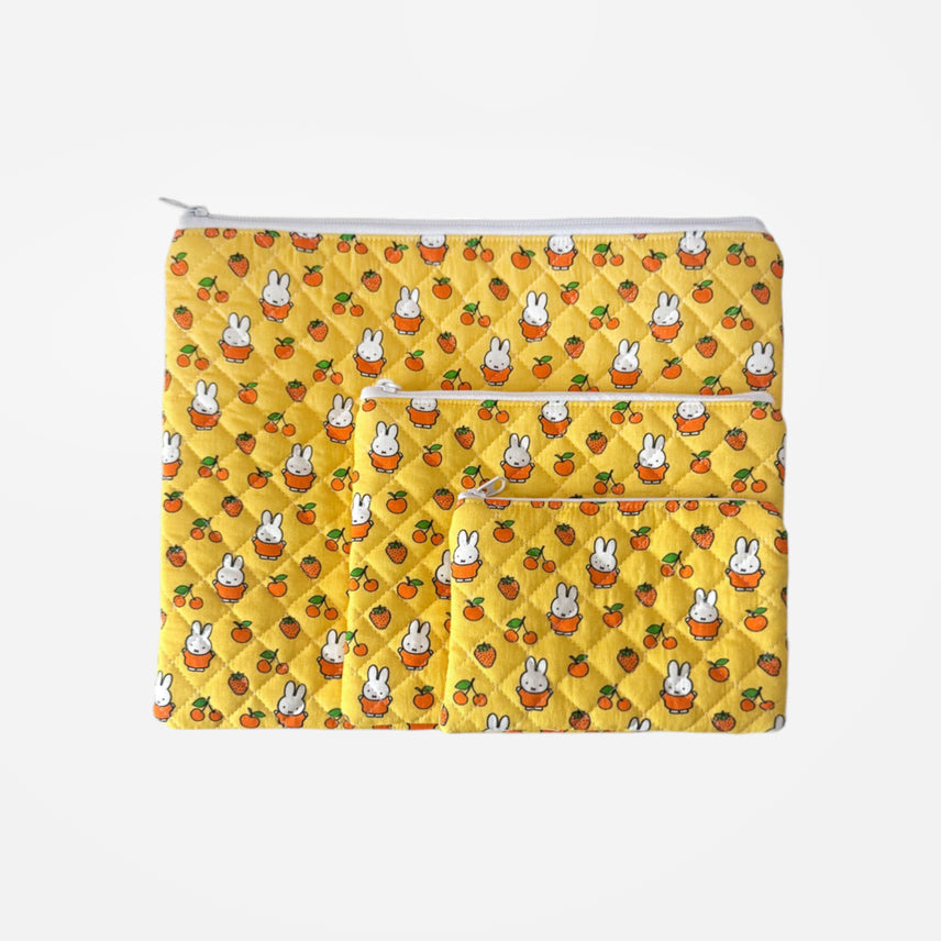 [BUNJANG] Handmade Miffy Quilted Square Pouch (Set of 3) / [핸드메이드] 미피 데일리 누빔 3종 사각파우치
