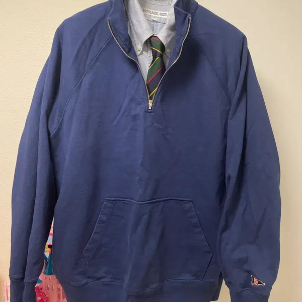 [BUNJANG] Drakes Quarter Zip Up Sweatshirt Navy XXL / 드레익스 쿼터 집업 스웻셔츠 네이비 XXL 팝니다.(사용감많음)