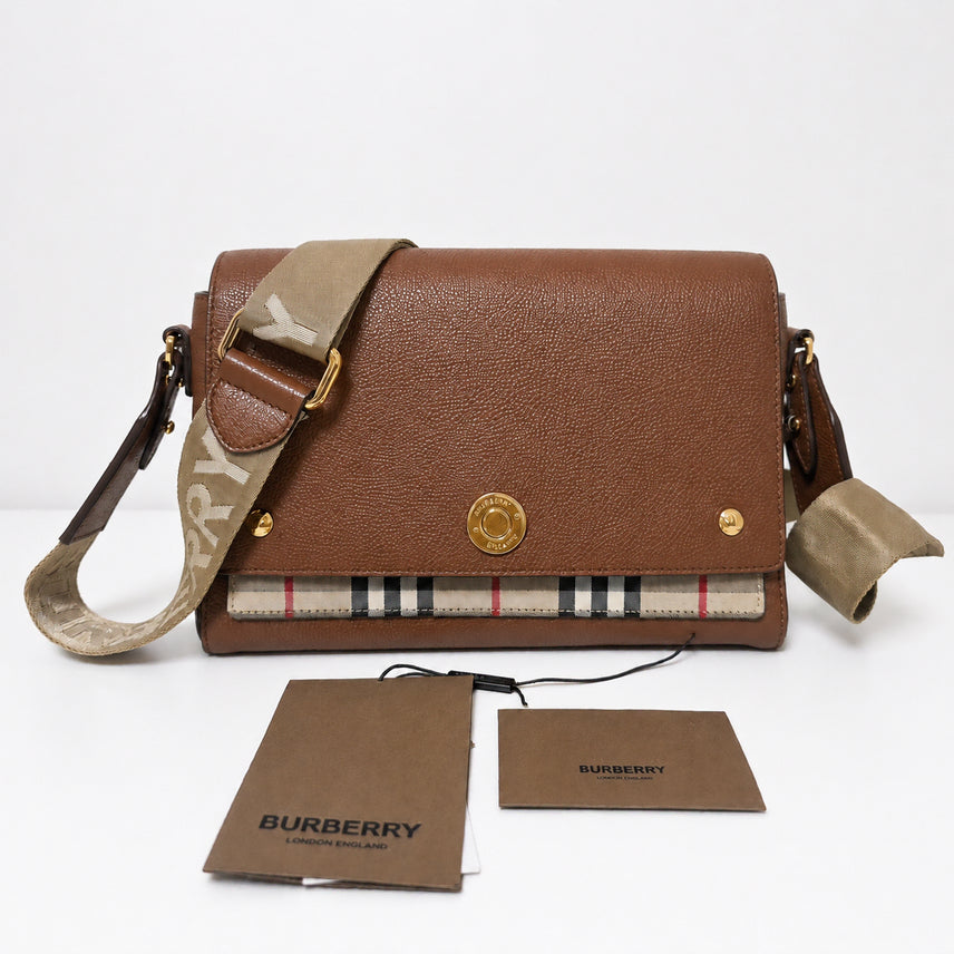 [BUNJANG] Burberry Vintage Check Leather Crossbody Bag Brown 8021111 / [중고] 버버리 크로스백 빈티지 체크 레더 브라운 8021111 ( 정품감정O )