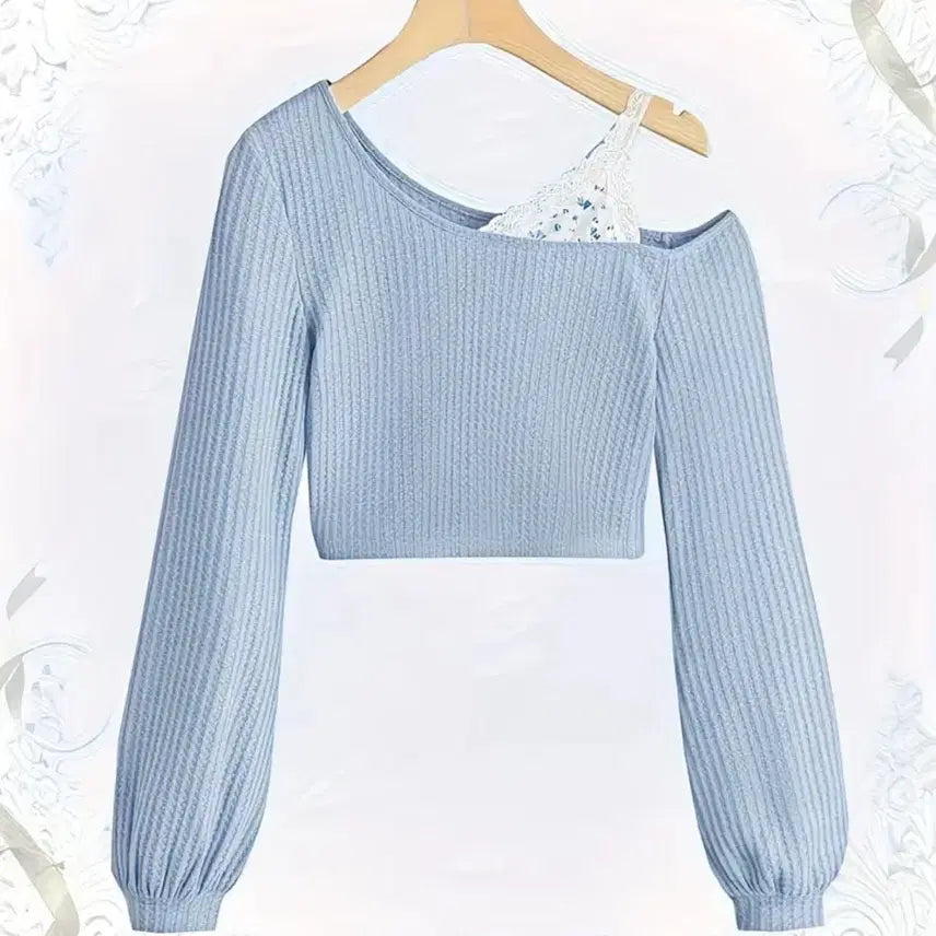 [BUNJANG] Pastel Blue One-Shoulder Top Size 55 / 파스텔 블루 원숄더 55사이즈