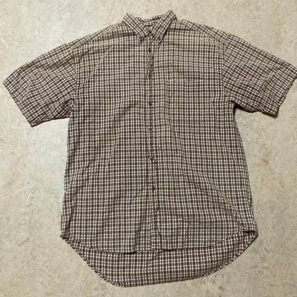 [BUNJANG] GAP Checked Short Sleeve Shirt Brown L / OLD GAP 갭 체크 반팔 셔츠 브라운 L
