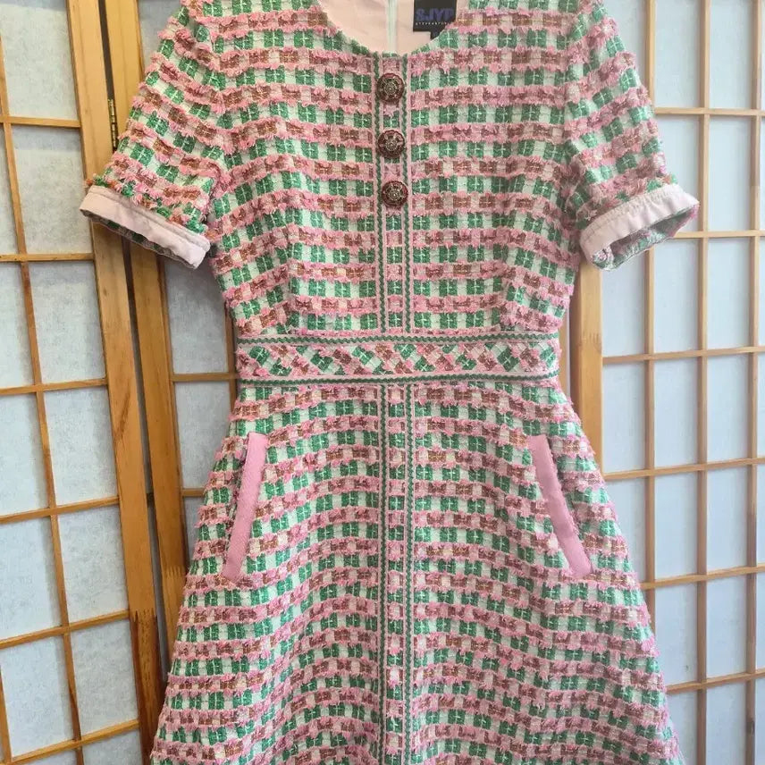 [BUNJANG] S.JY.P. Tweed Dress Pink XS / S.JY.P. 트위드 원피스 핑크 xs