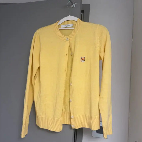[BUNJANG] Maison Kitsuné Fox Patch Cardigan Soft Yellow / 메종키츠네 폭스패치 가디건 소프트옐로우