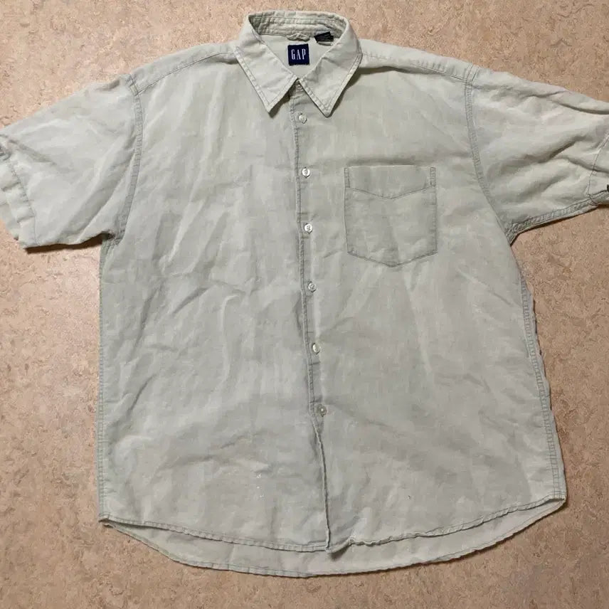 [BUNJANG] Gap Linen Short Sleeve Shirt - Green, L / OLD GAP 갭 리넨 반팔 셔츠 L