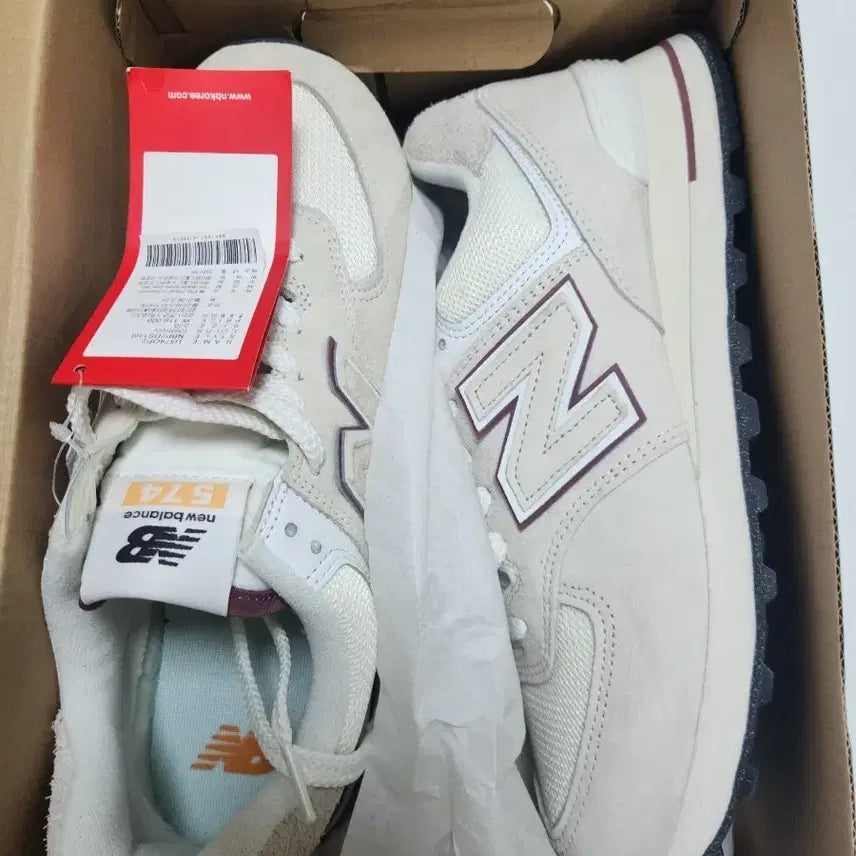 [BUNJANG] New Balance 574 Kodachrome Ivory Burgundy Men's Shoes / 뉴발란스 뉴발 574 코다크롬 아이보리 270 새상품