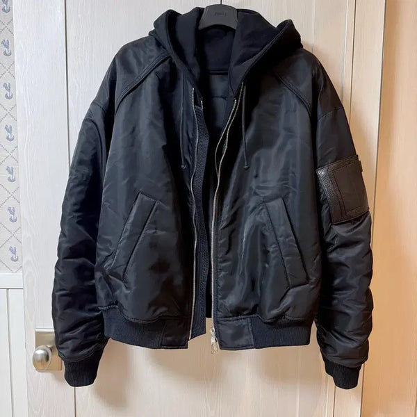 [BUNJANG] 25SS JUUN.J Signature Detachable MA-1 Hooded Jacket / (46)25SS 준지 시그니처 후드 디테처블 MA-1
