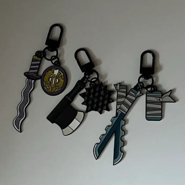 [BUNJANG] Megabox Demon Slayer: Kimetsu no Yaiba Nichirin Sword Keychain Set (Obanai, Inosuke, Gyomei) / 메가박스 귀멸의칼날 일륜도 키링 이구로 이노스케 교메이