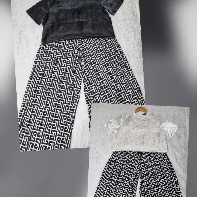 [BUNJANG] Wide Leg Pants & Blouse Set / 와이드팬츠와블라우스
