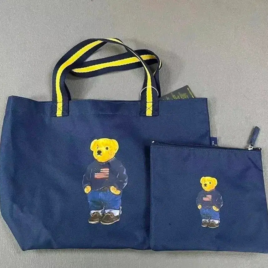 [BUNJANG] Bear Print Tote Bag with Pouch Set / (미사용) 미니백 팝니다 (파우치 포함)