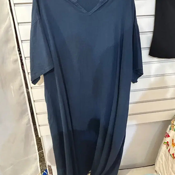[BUNJANG] Navy V-Neck Loose Fit Long Dress (Size 88) / 네이비 브이넥 루즈핏 롱 원피스 88사이즈 빅!