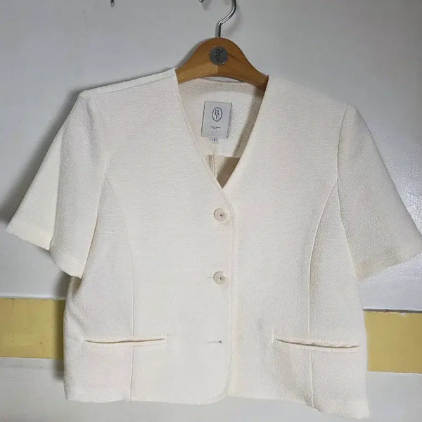 [BUNJANG] Paisley Short Sleeve Cropped Jacket - Ivory / S.[BLANK] 반팔 자켓 아이보리가슴48길이50cm