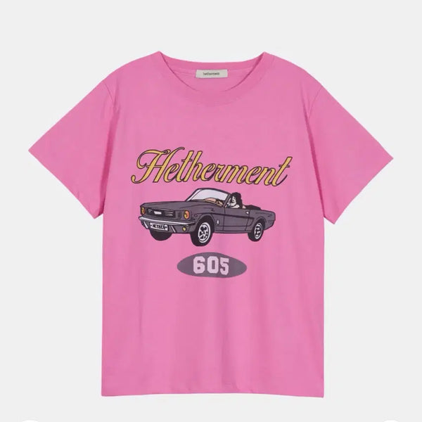 [BUNJANG] Headment Baby Drive Short-Sleeve T-Shirt Pink / 헤더먼트 베이비 드라이브 반팔 티셔츠 핑크