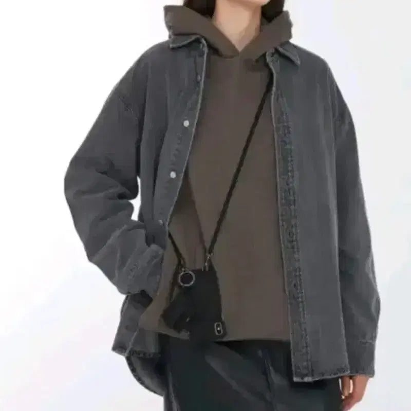 [BUNJANG] Dunst Unisex Shirt Jacket Charcoal / 던스트 유니섹스 셔츠 자켓 XS