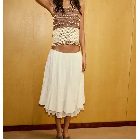 [BUNJANG] Double Layer Midi Skirt XS / 더블 레이어 미디 스커트 XS