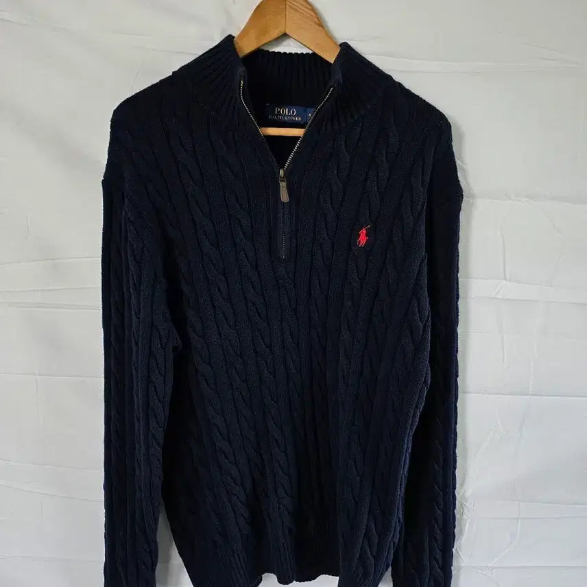 [BUNJANG] Polo Ralph Lauren Cable Knit Navy Sweater / 폴로 랄프로렌 케이블 니트 네이비