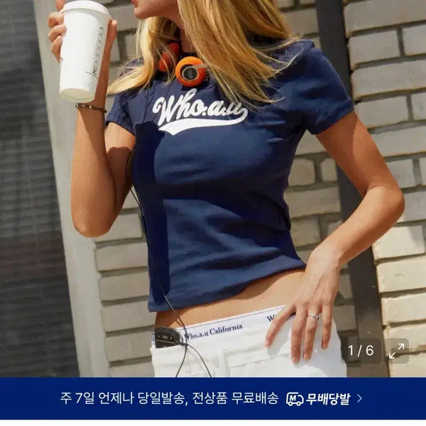 [BUNJANG] WhoAU Surf Club Patch Tee Navy L / 후아유 서프클럽 패치 티 네이비 L