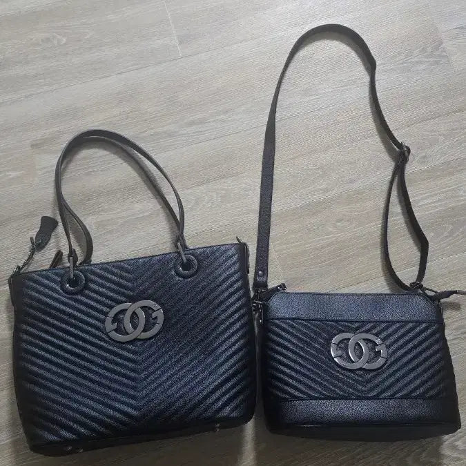 [BUNJANG] Black Women's 2-Piece Bag Set (Shoulder Bag + Crossbody Bag) / 블랙 여성 가방 2종 세트 (숄더백 + 크로스백)