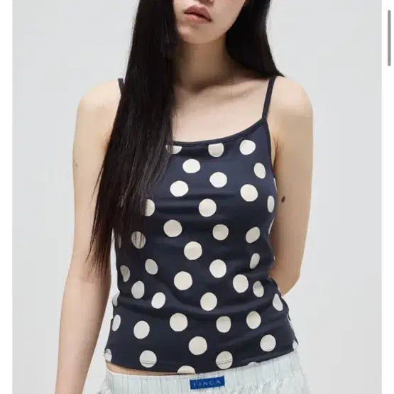 [BUNJANG] FINCA Navy Dot Summer Cap Sleeveless Top / FINCA 핀카 썸머 캡 슬리브리스 네이비 도트