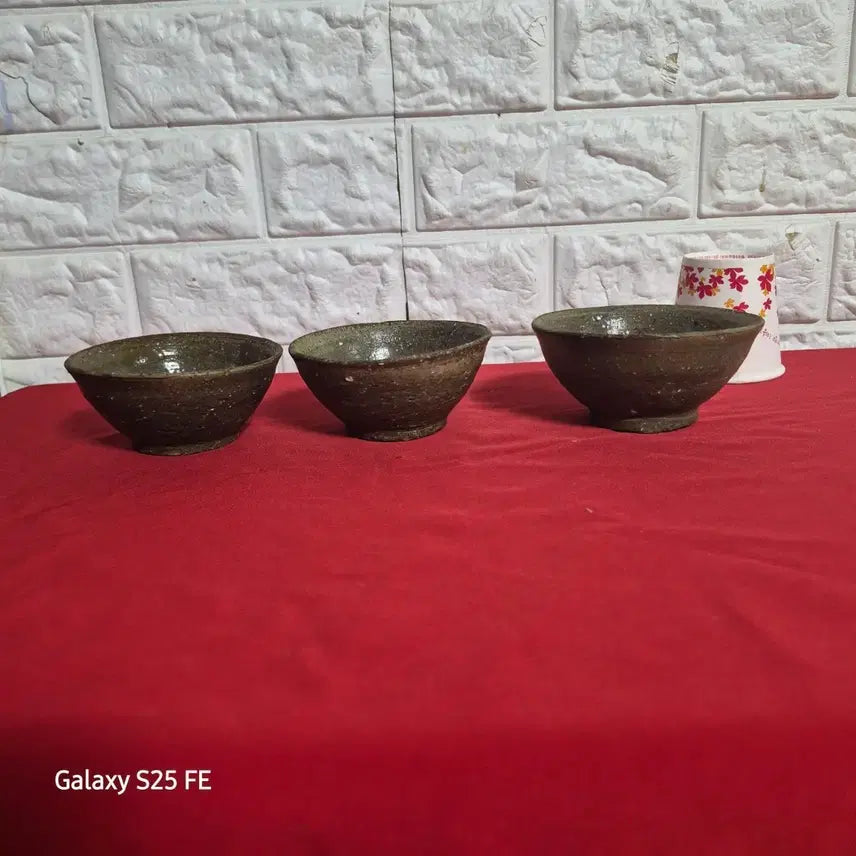 [BUNJANG] Buncheong Ware Tea Bowl Set (3 pieces) / 분청자 찻종 3개