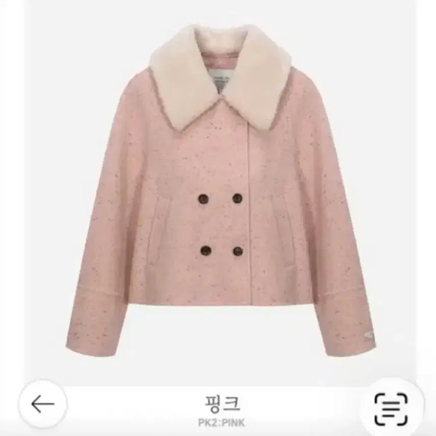[BUNJANG] Thursday Island Pink Tweed Jacket with Detachable Fur Collar / Thursday Island 핑크 트위드 퍼카라 자켓