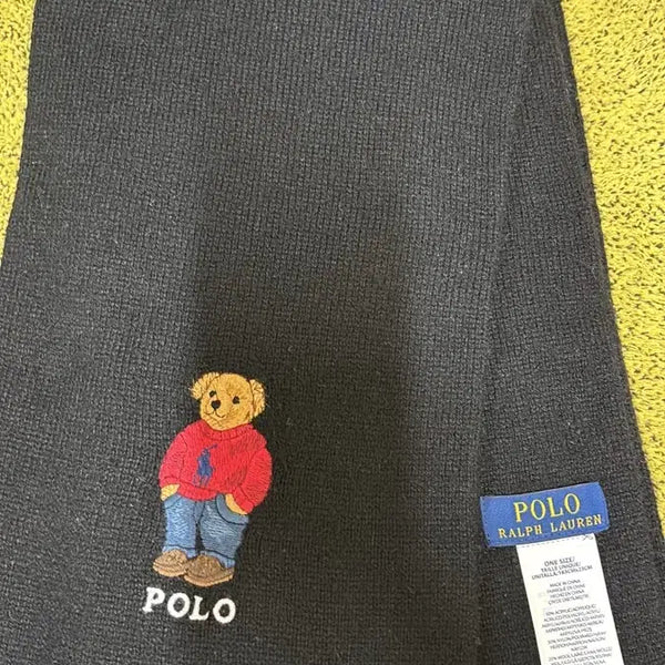 [BUNJANG] Polo Ralph Lauren Polo Bear Knit Scarf Black / 폴로 랄프로렌 폴로 베어 니트 머플러 블랙