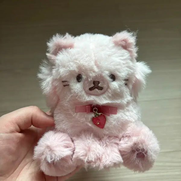[BUNJANG] San-X Pink Cat Strawberry Plush Toy / 코로냐 산엑스 일본 핑크색 고양이 인형 딸기 장식