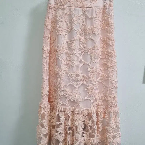 [BUNJANG] Seehorin Lace Long Skirt Pink / 택새상품)씨호린 레이스 롱 스커트 핑크