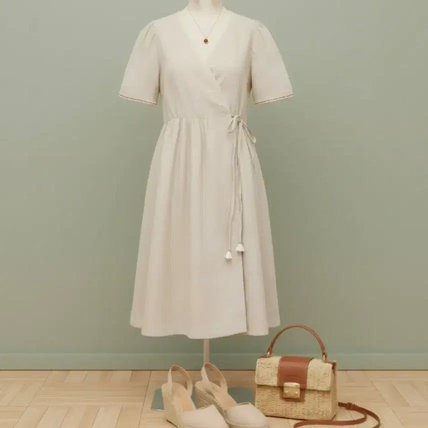[BUNJANG] Women's Linen Short-Sleeve Long Dress Loose Fit / 55 66 77 88 새상품 여성 린넨 반팔 원피스 롱원피스 루즈핏새제품
