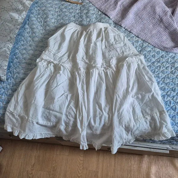 [BUNJANG] White Long Skirt / 화이트 롱 스커트