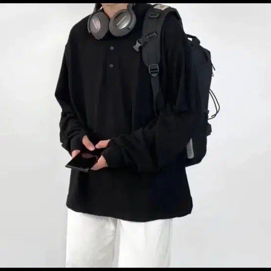 [BUNJANG] TOVN Hand Warmer Pique Shirt Black / [FREE]TOVN투븐 핸드워머 블랙 피케셔츠 새상품