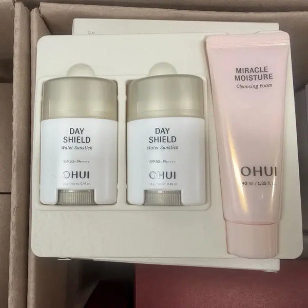 [BUNJANG] Ohui Day Shield Water Sun Stick Special Set with Miracle Moisture Cleansing Foam / 오휘 데이쉴드 워터 선스틱 2개+미라클 모이스처 클렌징폼