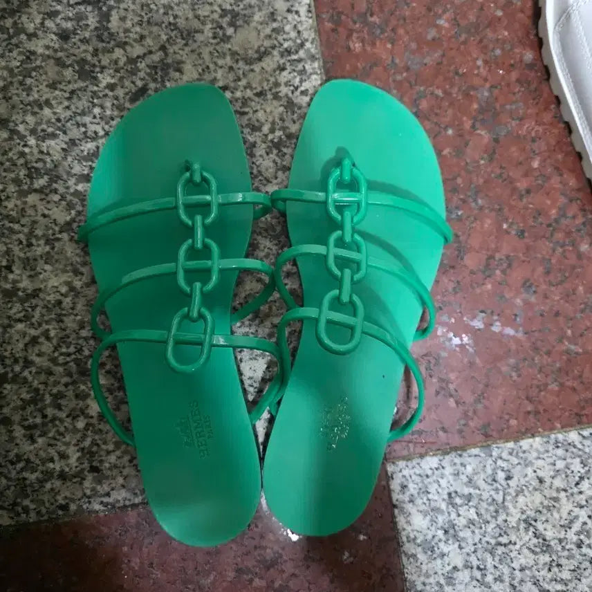 [BUNJANG] Hermes-Style Women's Green Flip-Flops (Size 235-240) / 에르메스 st 여성 녹색 쪼리 235~240사이즈