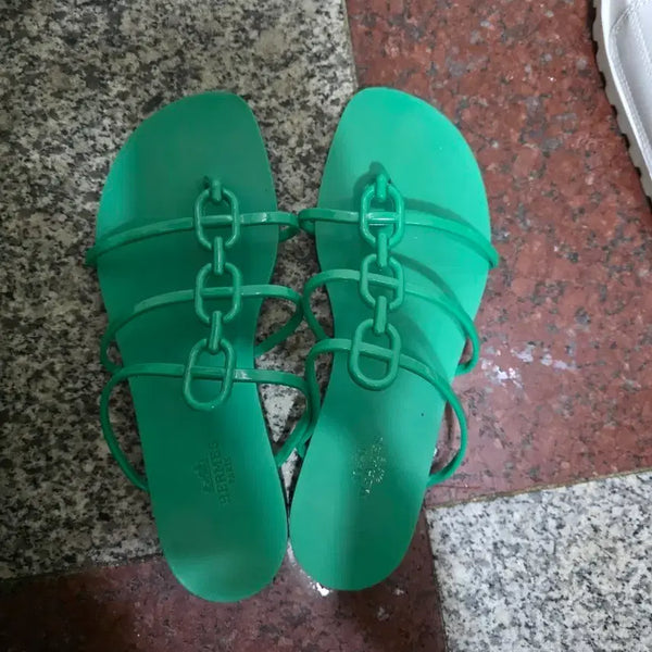 [BUNJANG] Hermes-Style Women's Green Flip-Flops (Size 235-240) / 에르메스 st 여성 녹색 쪼리 235~240사이즈